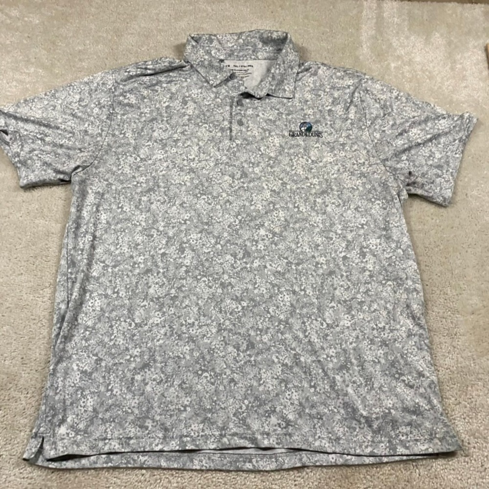 Under Armour Shirt Mens 2XL Golf Playoff Polo Gray Floral Camo Grande Dunes